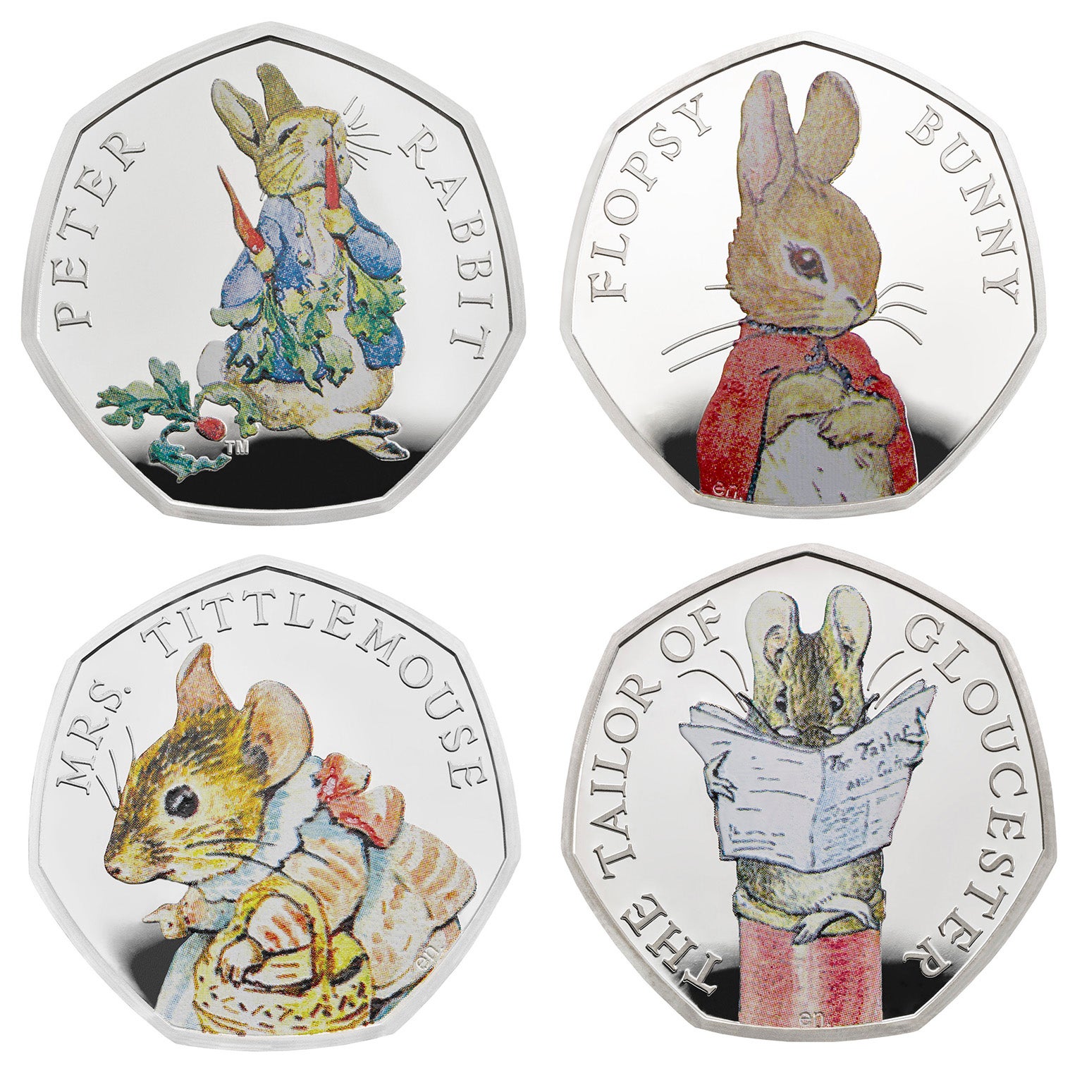 Beatrix Potter 50P Coins 2016/17/18 Full Sets Albums Decals Peter Rabbit Jemima 