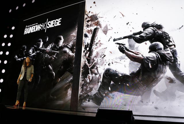 Host Aisha Tyler presents the game "Tom Clancy's Rainbow Six Siege" at the Ubisoft Media Briefing in Los Angeles