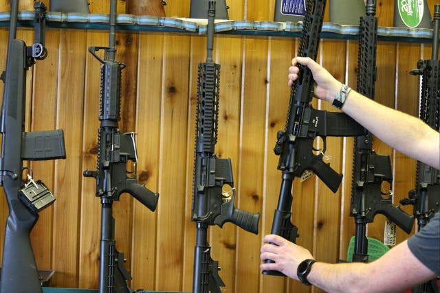 Semi-automatic AR-15's are for sale at Good Guys Guns & Range on 15 February 2018 in Orem, Utah.