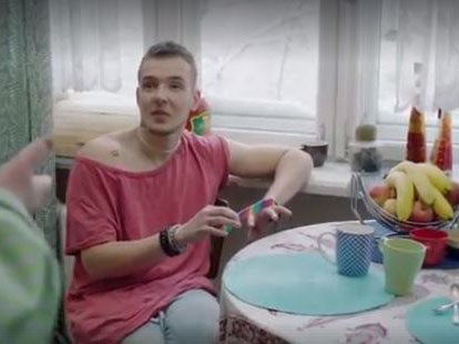 The video feature an actor playing a gay man filing his nails