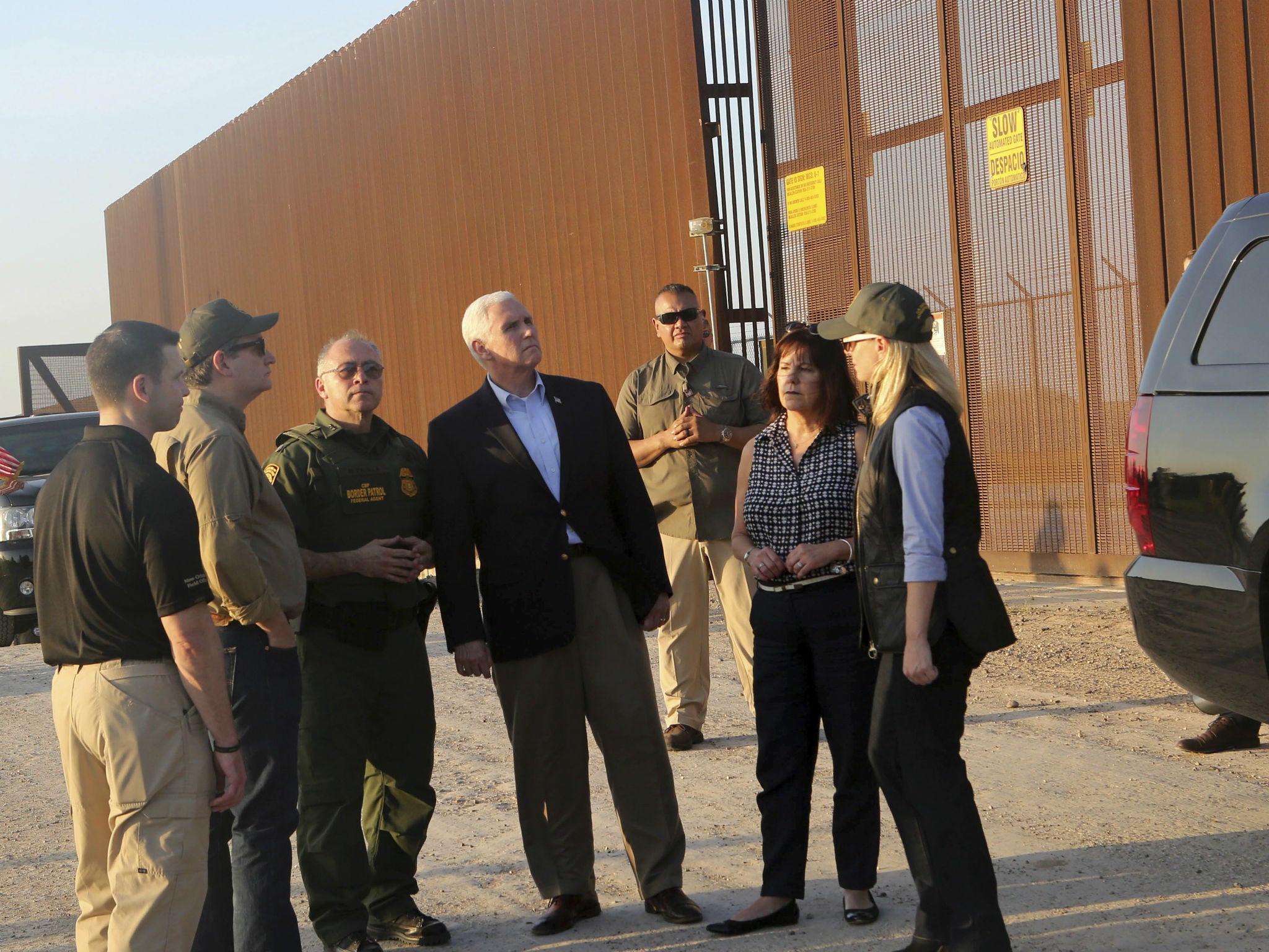 Mike Pence tours the border wall in Hidalgo, Texas