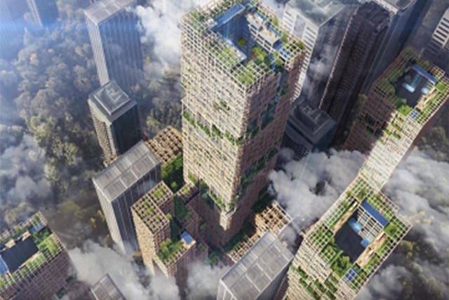 The W350 tower will be ten per cent steel but mainly wood