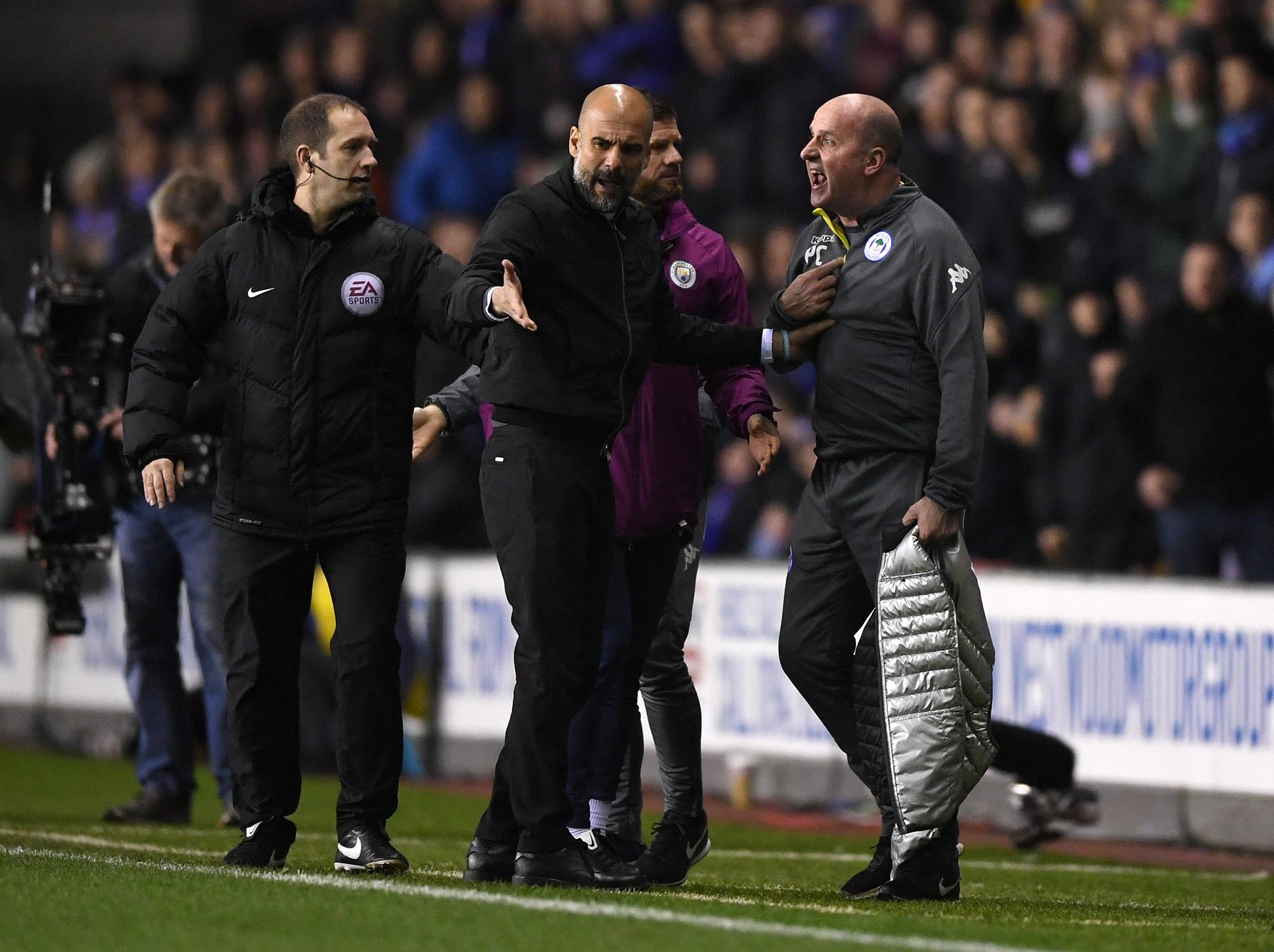 Guardiola and Cook argued on the touchline