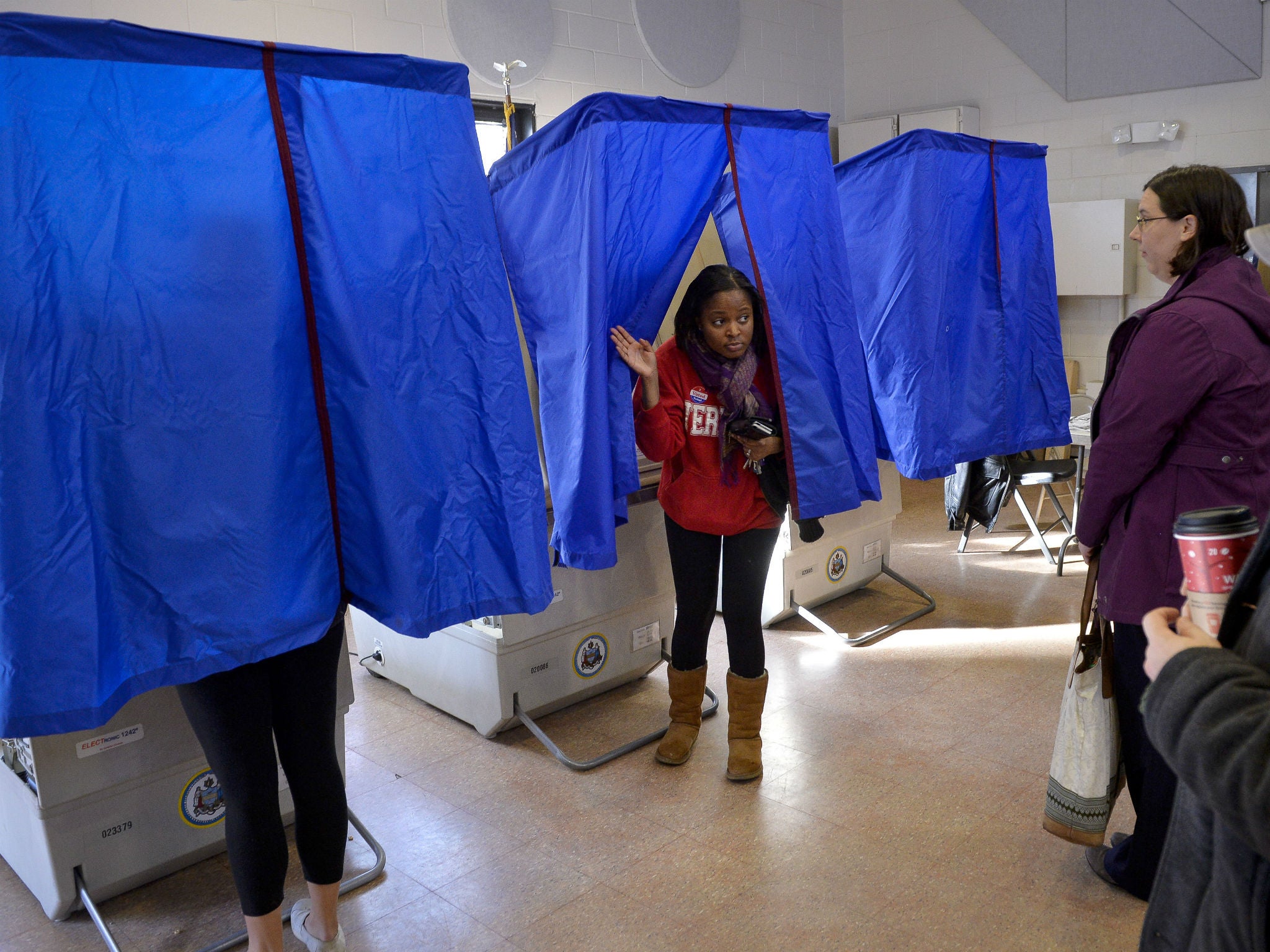 People prepare to cast votes in Philadelphia, Pennsylvania