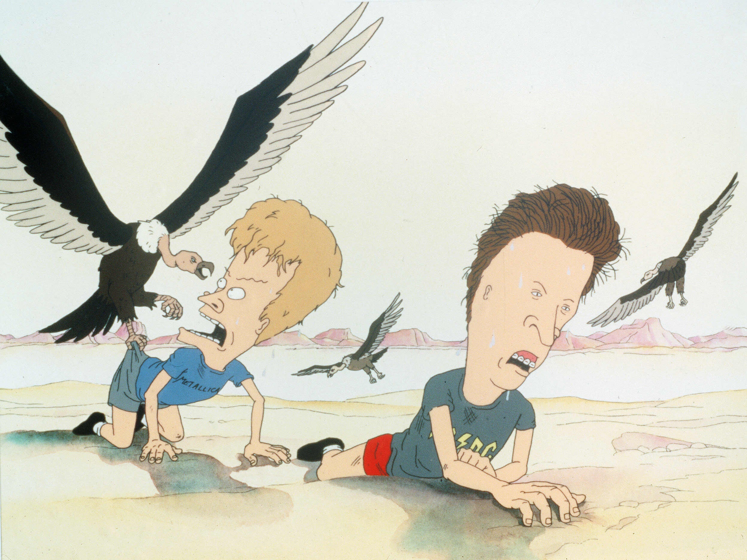 Beavis and Butt-Head lost in the desert during their big screen debut (Rex)