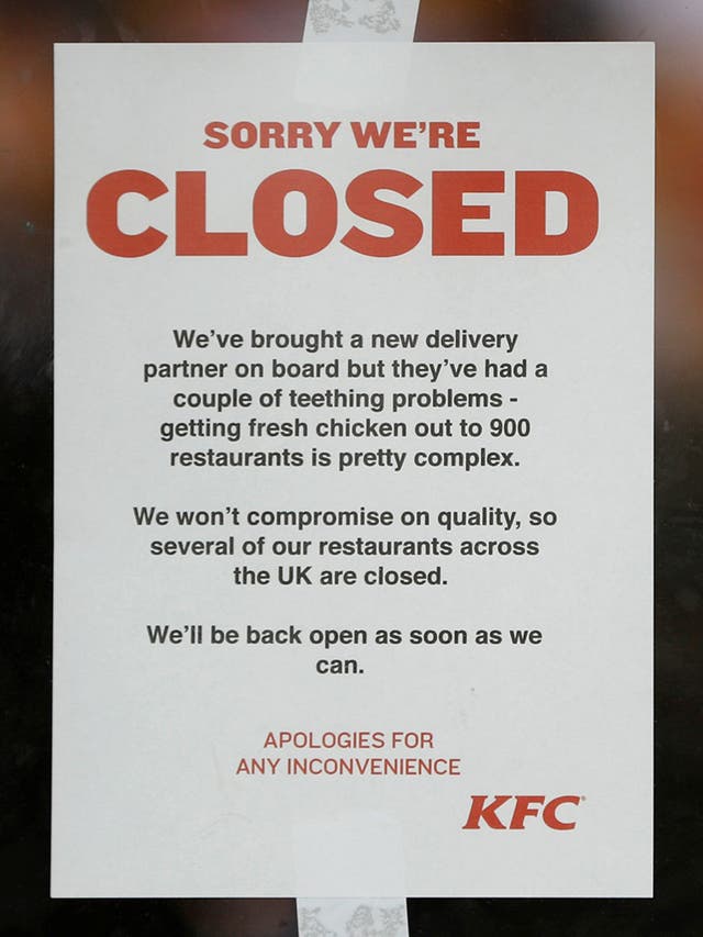 KFC chicken shortage crisis keeps more than 600 restaurants closed ...