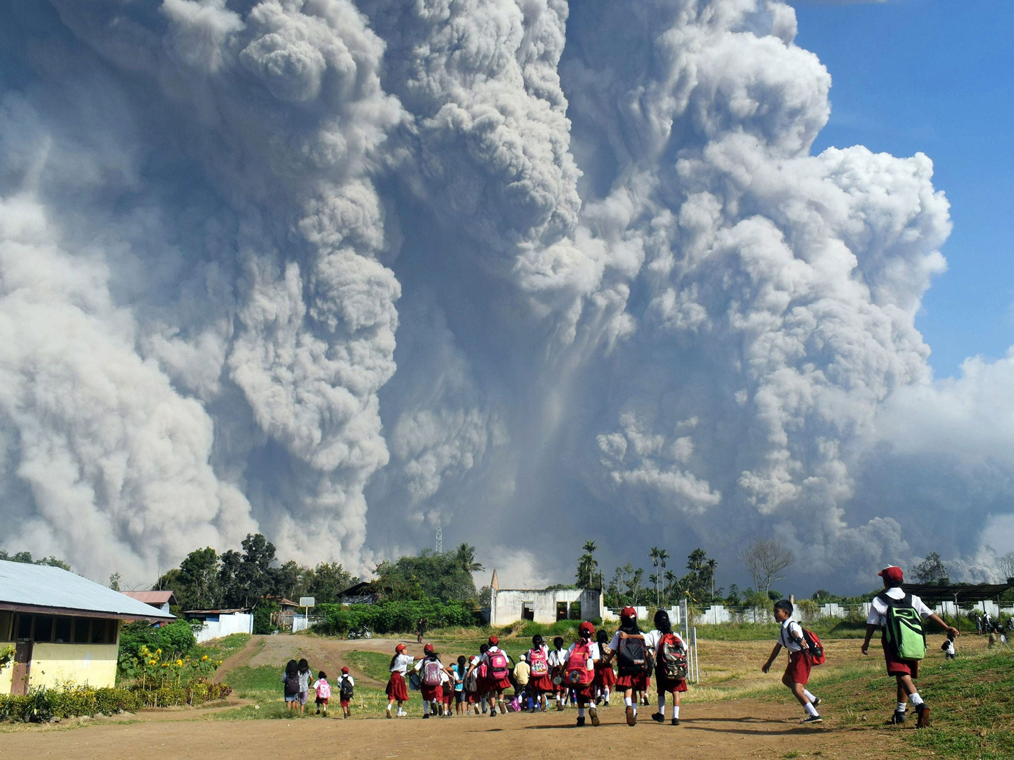 None of the school children in the village of Tiga Pancur in Karo, North Sumatra, were hurt (Getty)