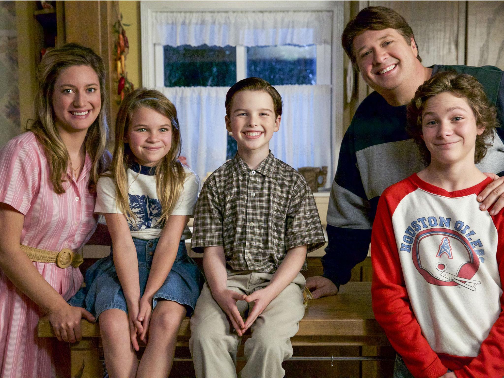 Zoe Perry, Raegan Revord, Iain Armitage, Lance Barber and Montana Jordan in ‘Young Sheldon’