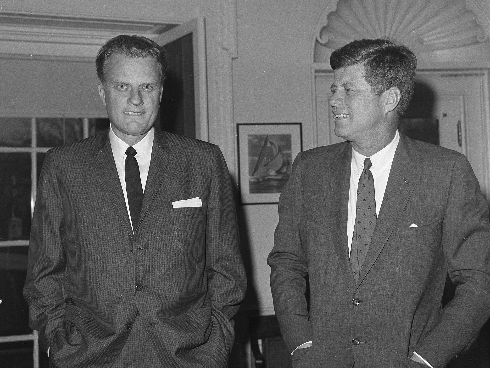 Graham, who became a counsellor to several US presidents, with John F Kennedy at the White House