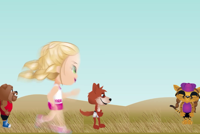 Animated Ashy and her friends exercise together (Ashy and Friends)