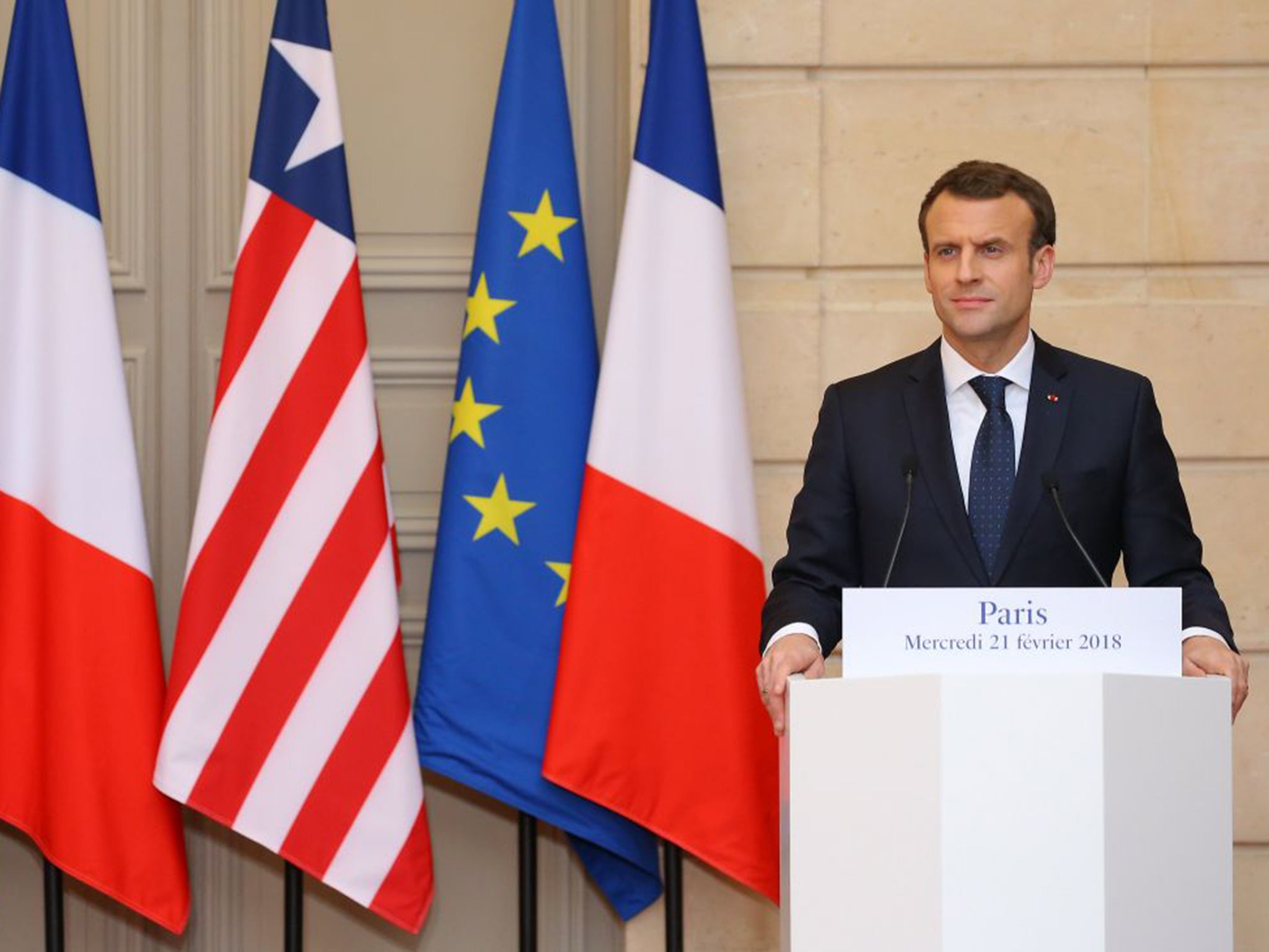 The French President during a press conference at the Elysee Palace on Wednesday