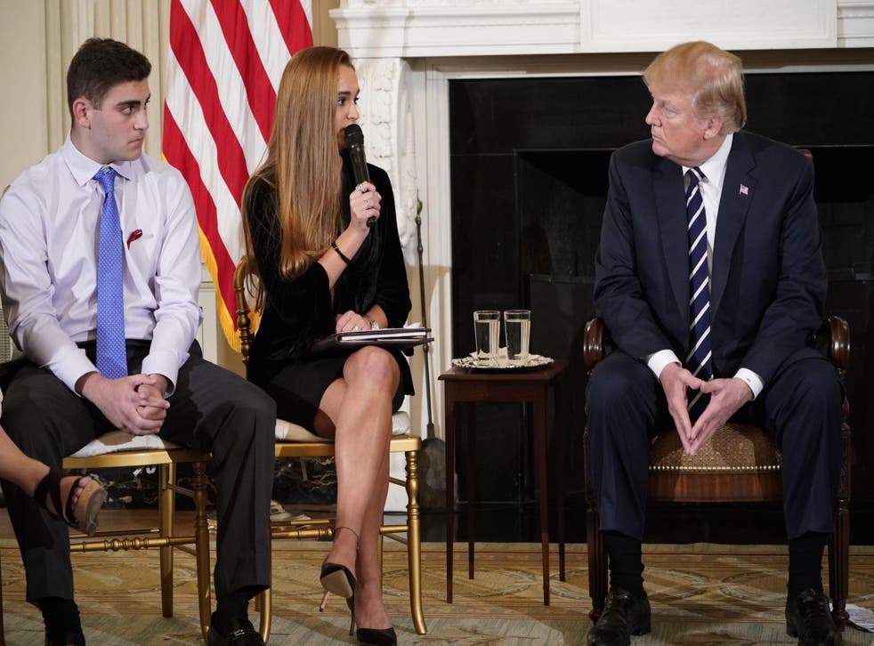 Mr Trump meeting with survivors of the Parkland shooting