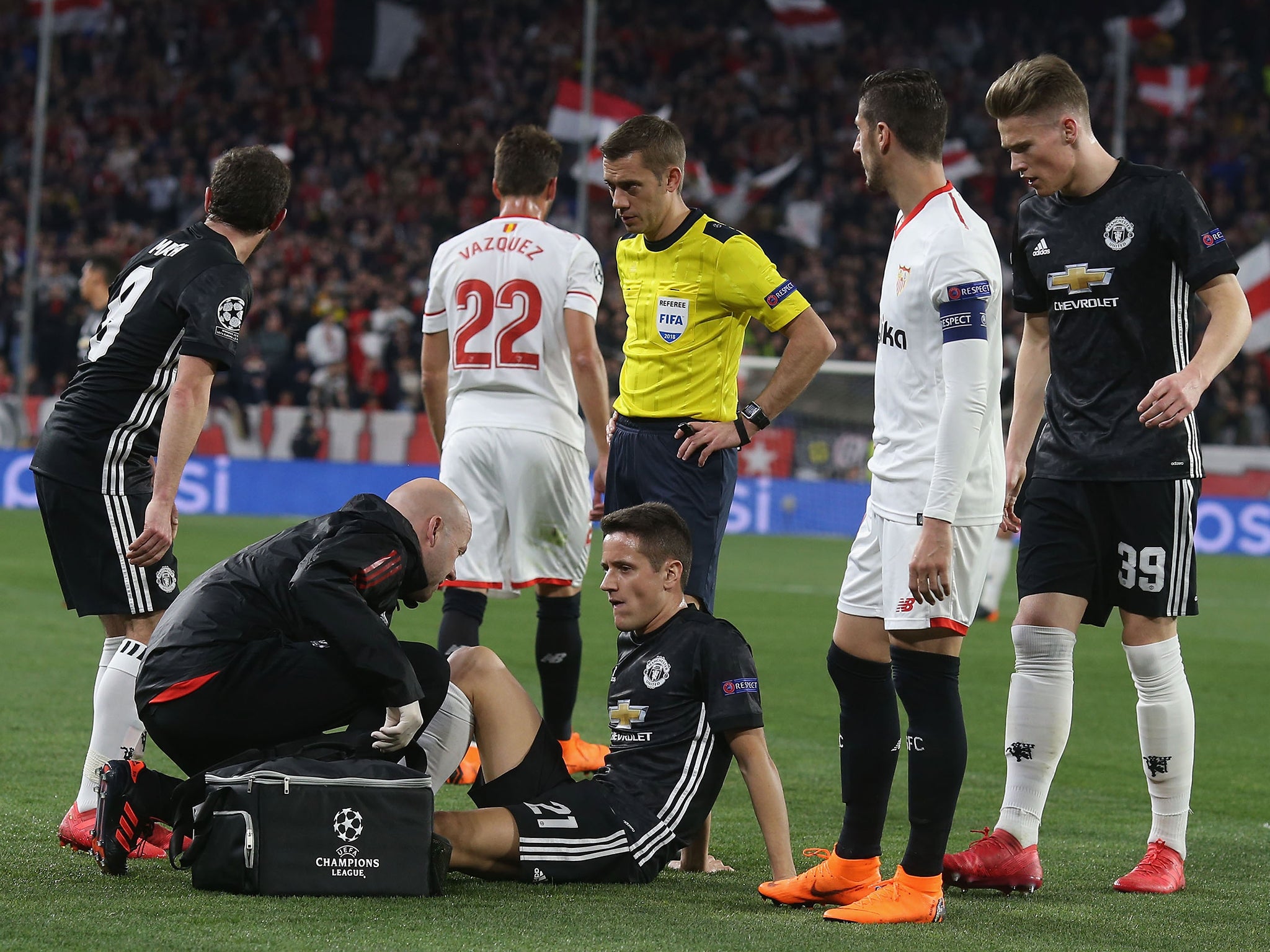 Herrera was forced off int he 17th minute and appears to have suffered a serious injury