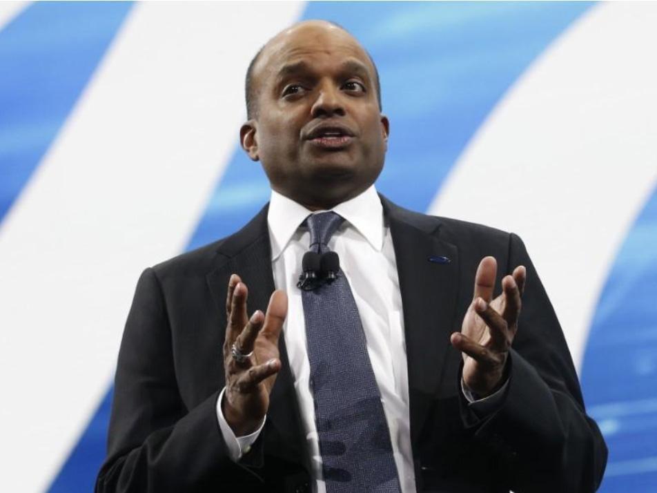 Raj Nair speaks during the North American International Auto Show in Detroit, Michigan, last year