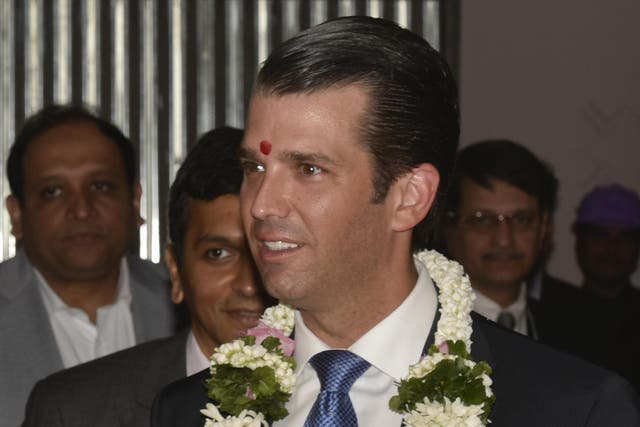 Donald Trump Jr attends an event at the Trump Tower in Mumbai, India