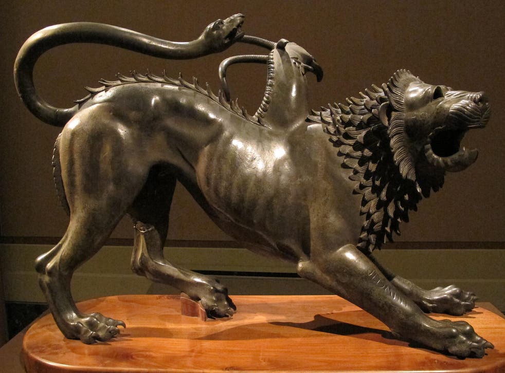 Chimera of Arezzo (see no 8): Etruscan bronze statue depicting the legendary monster, circa 400BC