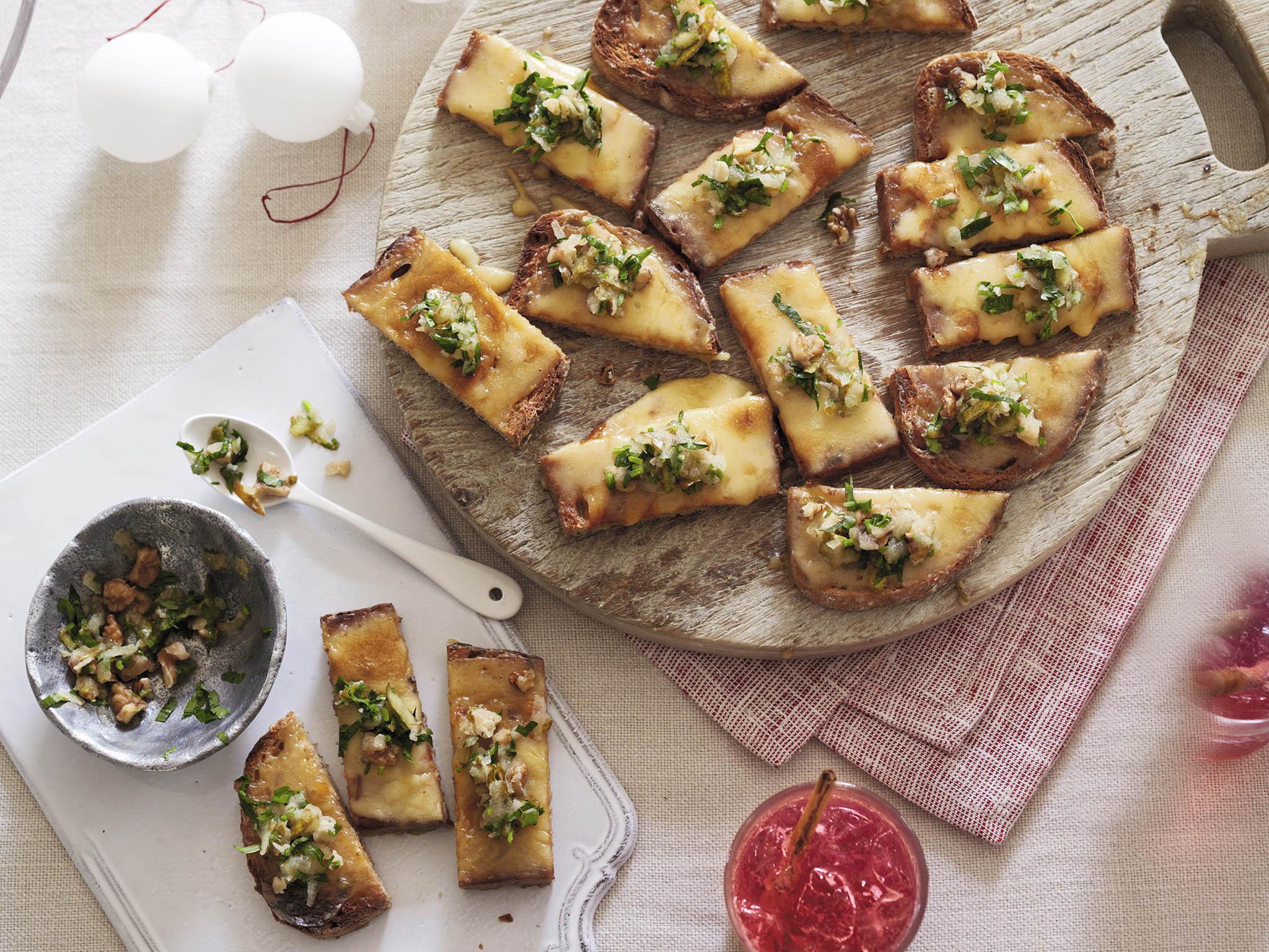 Classic rarebit is given a fresh twist with a topping of pear and walnut relish. Tidy!