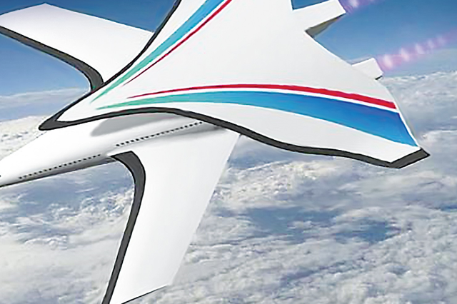 The team's hypersonic jet design features two layers of wings