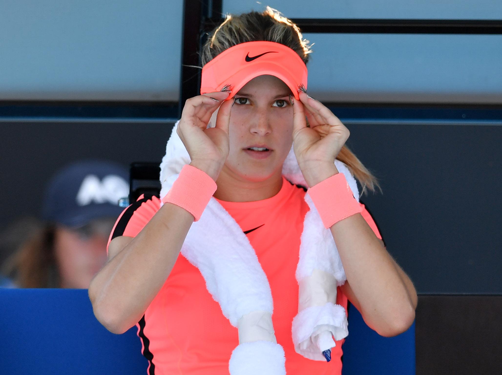 Eugenie Bouchard slipped in a US Open changing room