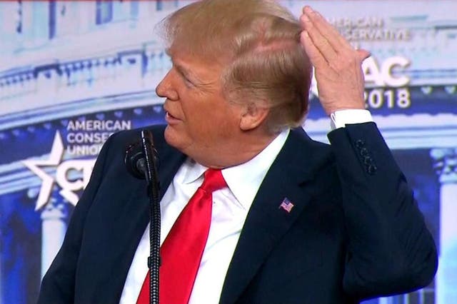 Mr Trump put his hand on his head in a rare display of self-awareness
