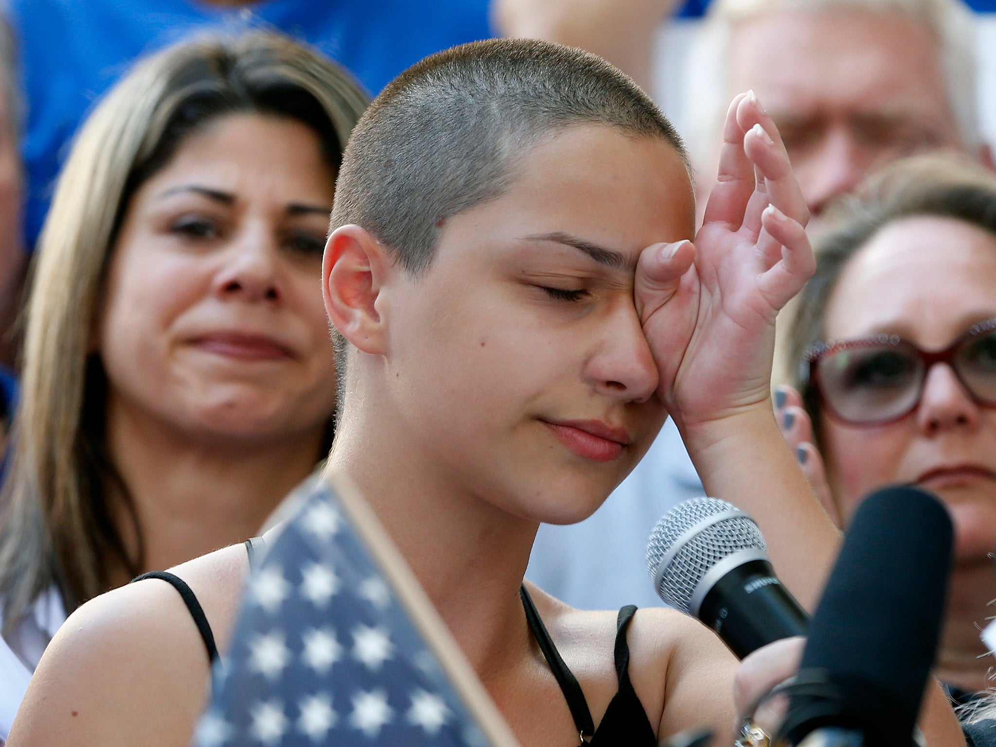 Emma Gonzalez speaks at a rally for gun control at the Broward County Federal Courthouse in Fort Lauderdale, Florida, three days after the Parkland shooting (AFP/Getty)