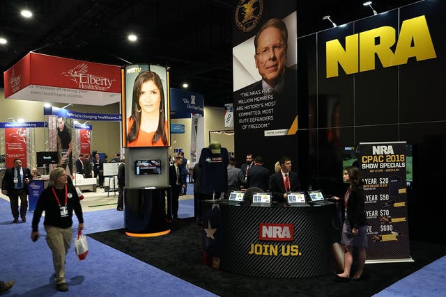 The booth of the NRA during the annual Conservative Political Action Conference (CPAC) 