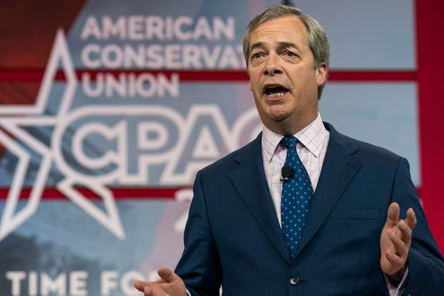 Speaking at the conference Nigel Farage said Donald Trump was ‘on the way to being a truly great president of this country’
