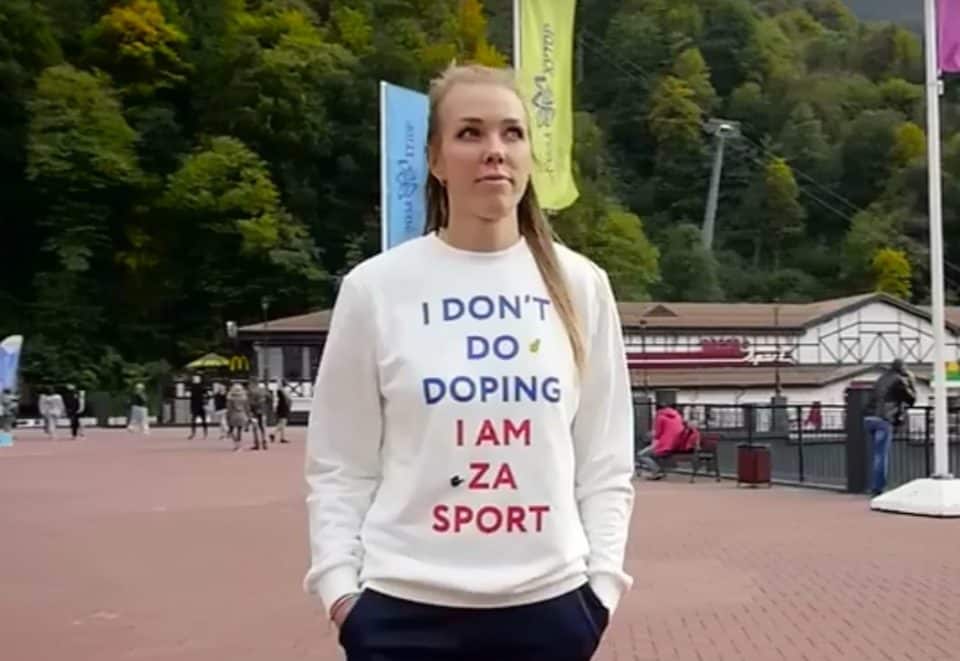 Nadezhda Sergeeva promotes an anti-doping message