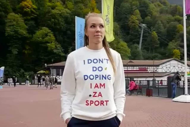 Nadezhda Sergeeva promotes an anti-doping message