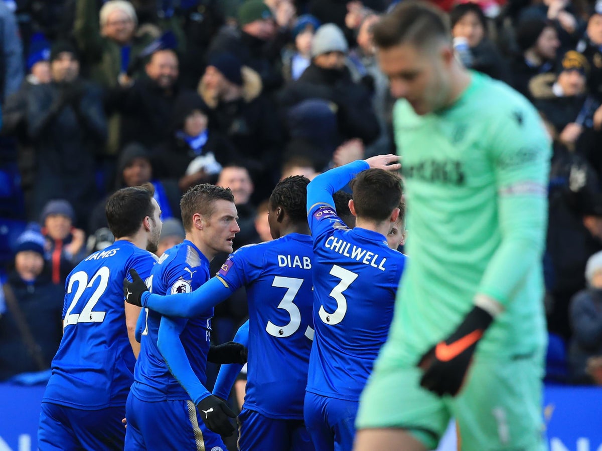 Jack Butland Blunder Sees Stoke City Squander Vital Three Points Away To Leicester City The Independent The Independent