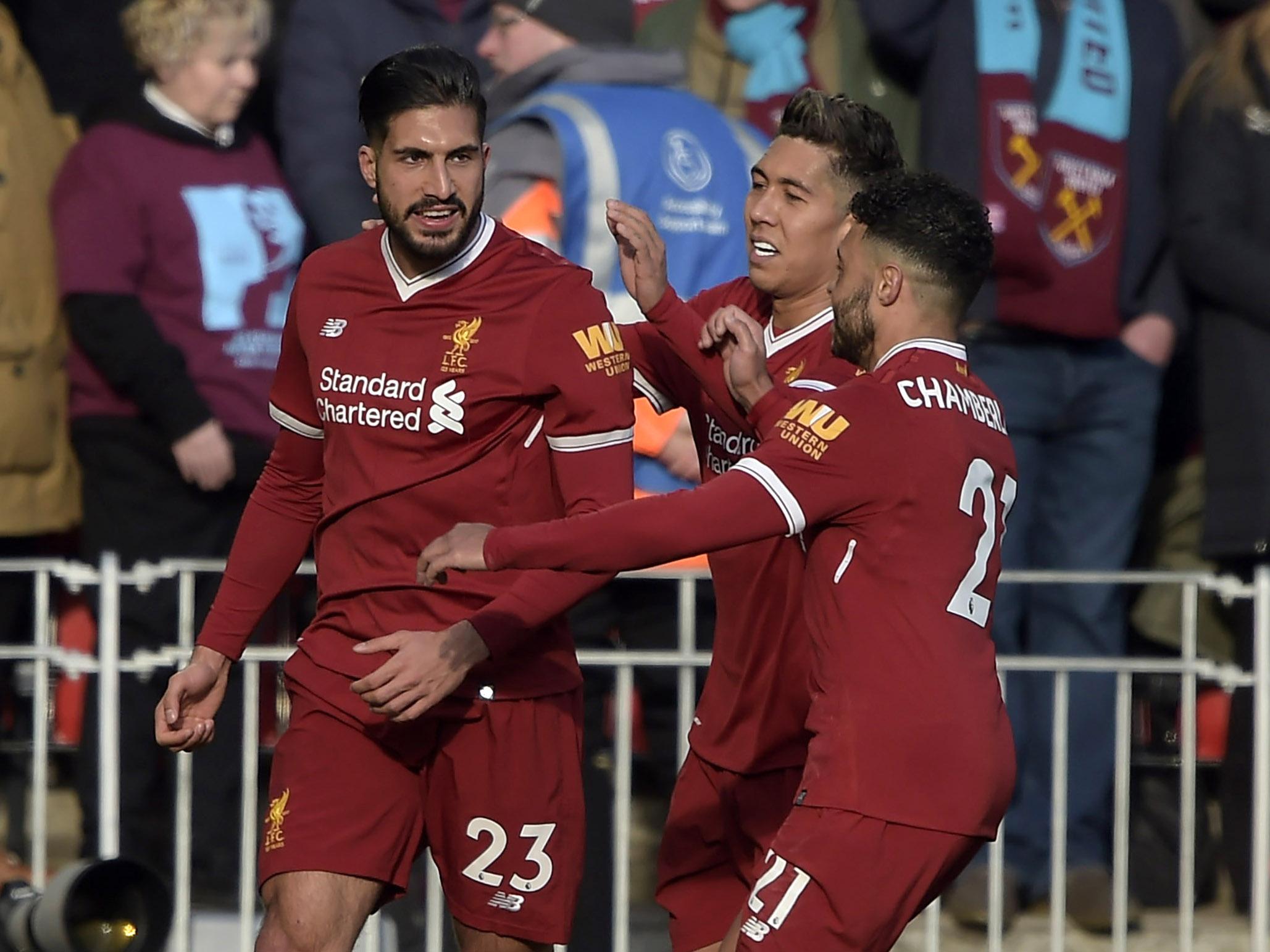 Liverpool beat West Ham at Anfield on Saturday