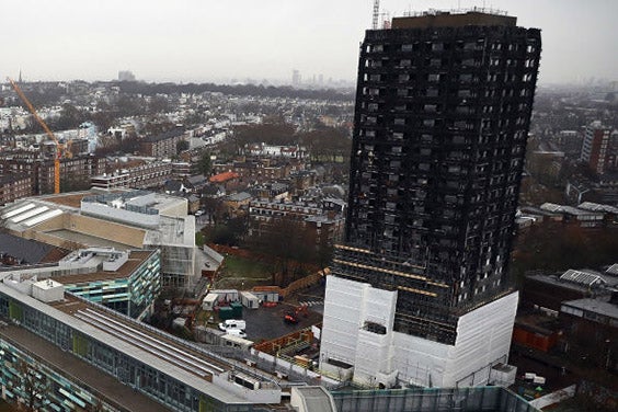 The tower in north Kensington is in the process of being wrapped