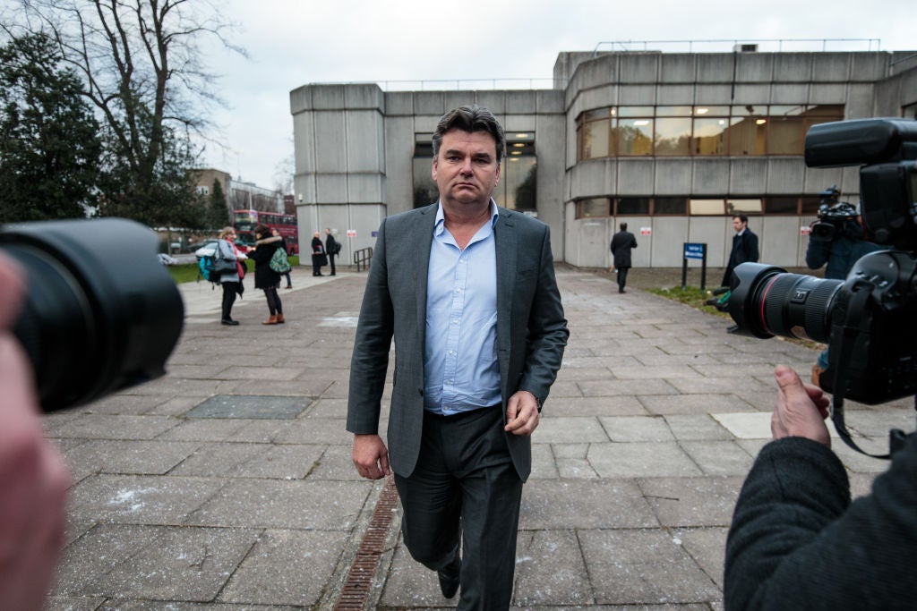 Former BHS owner Dominic Chappell leaves Barkingside Magistrates Court after being given a £87,170 fine in Barking, England. Mr Chappell, who was in charge of BHS for a year before it went bust, was found guilty of failing to provide information demanded by The Pensions Regulator.