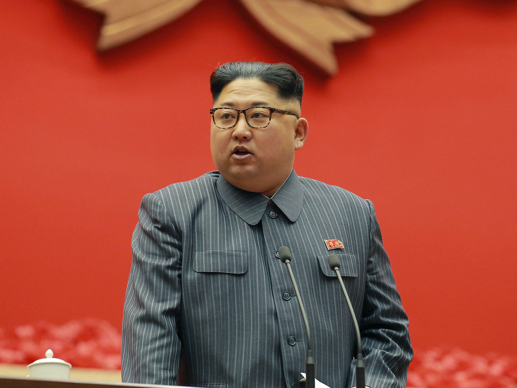 Kim Jong-un has China’s backing in denouncing the US-led maritime blockade (AP)
