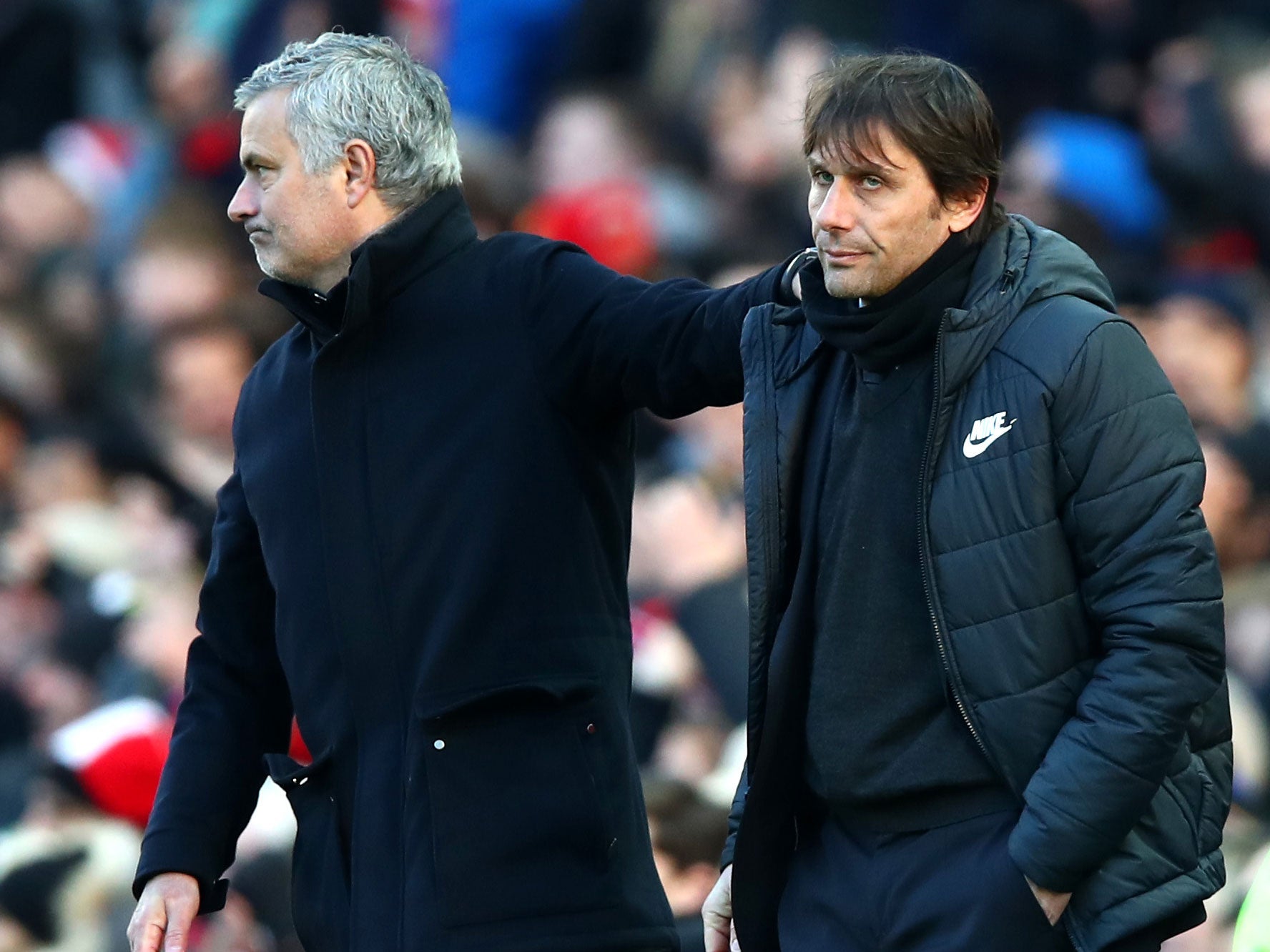 Jose Mourinho and Antonio Conte greeted each other before kick-off