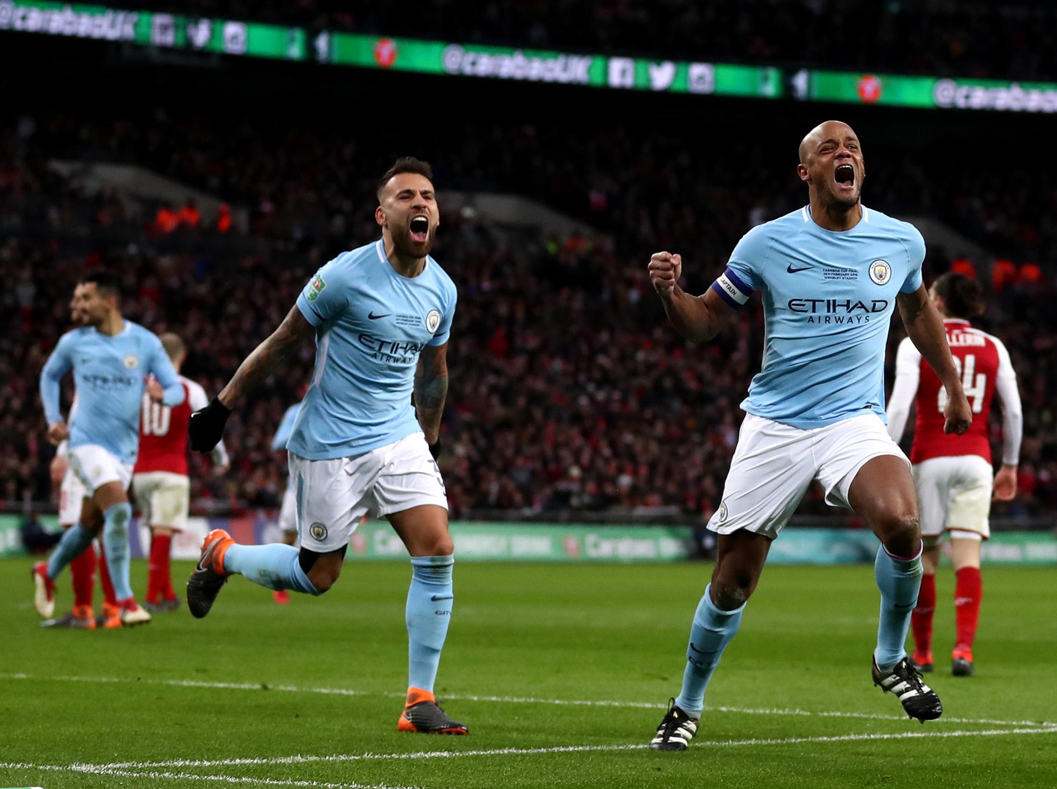 Vincent Kompany scored during the comprehensive 3-0 win on Sunday