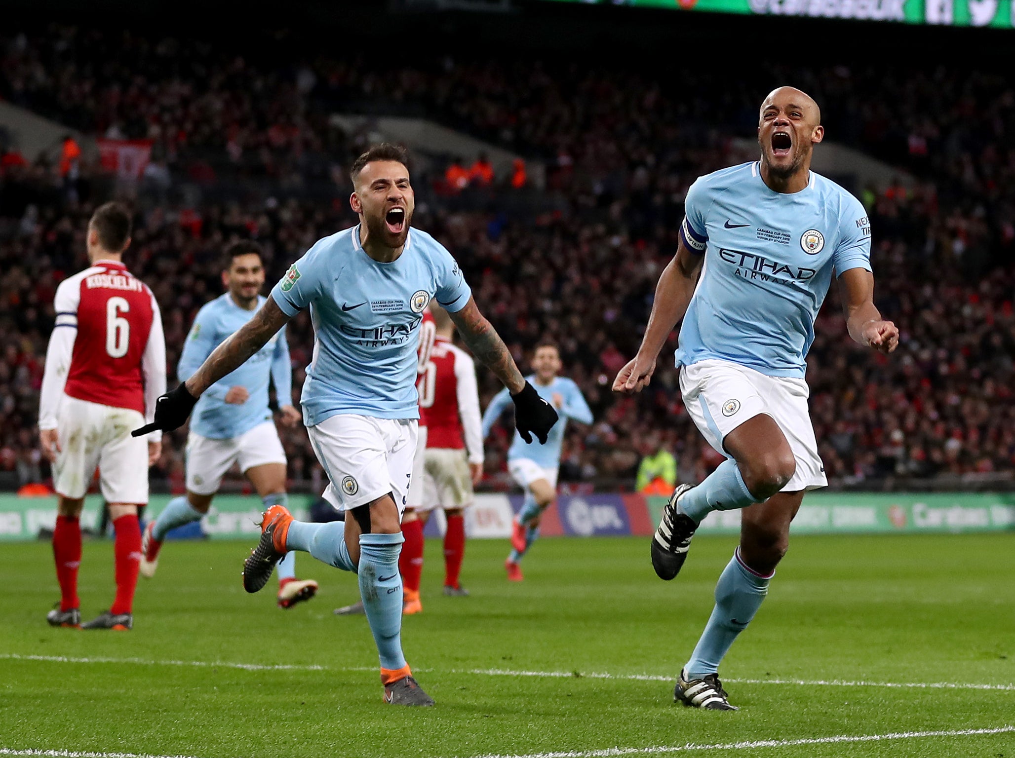 Vincent Kompany celebrates his decisive goal