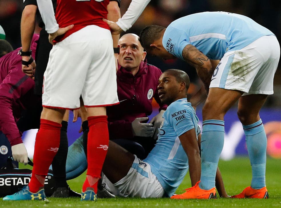 Fernandinho came off in the second half at Wembley