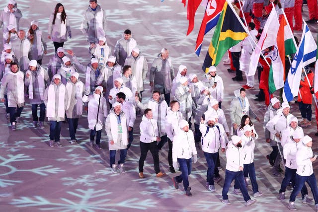 The Russian flag was not allowed to be carried during the closing ceremony
