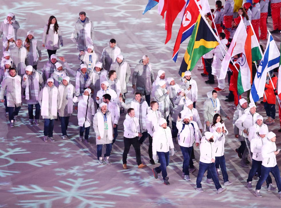 The Russian flag was not allowed to be carried during the closing ceremony