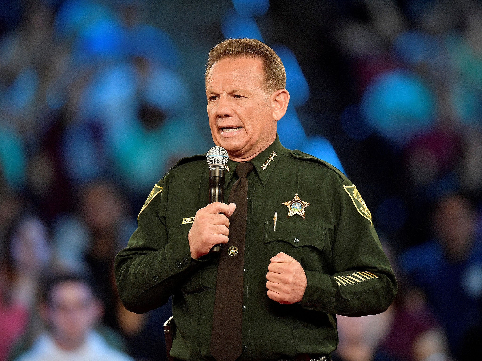 Scott Israel, Broward County Sheriff, speaks before the start of a CNN town hall meeting at the BB&T Centre, in Sunrise, Florida, US