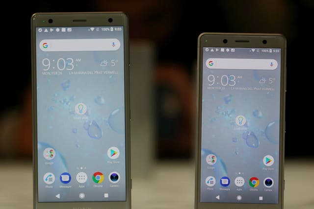 The Sony Xperia XZ2 and compact version are seen on display during the Mobile World Congress in Barcelona, Spain, February 26, 2018