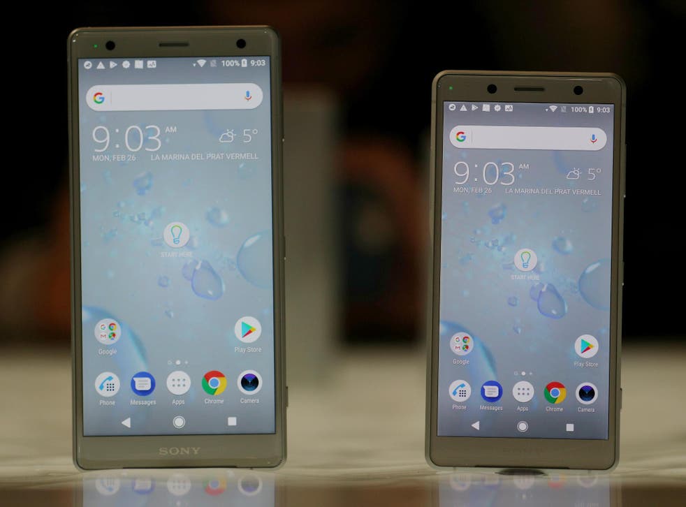 The Sony Xperia XZ2 and compact version are seen on display during the Mobile World Congress in Barcelona, Spain, February 26, 2018