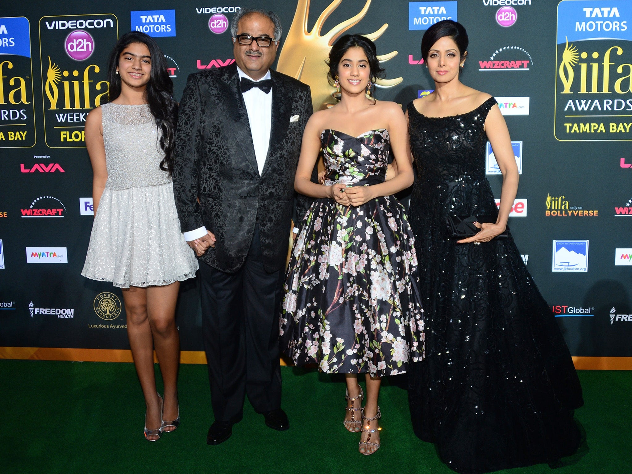 Sridevi and her family at the Indian Film Academy Awards in 2014