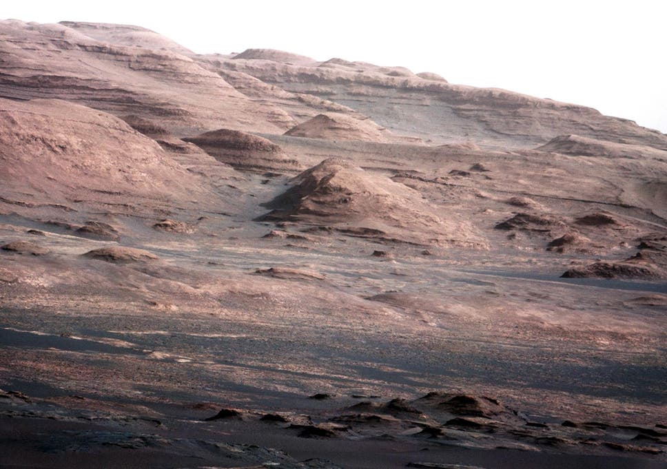 The base of Mars' Mount Sharp -  the rover's eventual science destination  -  is pictured in this August 27, 2012 NASA handout photo taken by the Curiosity rover