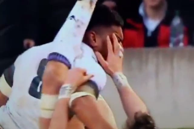 Ryan Wilson appears to make contact with the face of Nathan Hughes during Scotland's victory over England