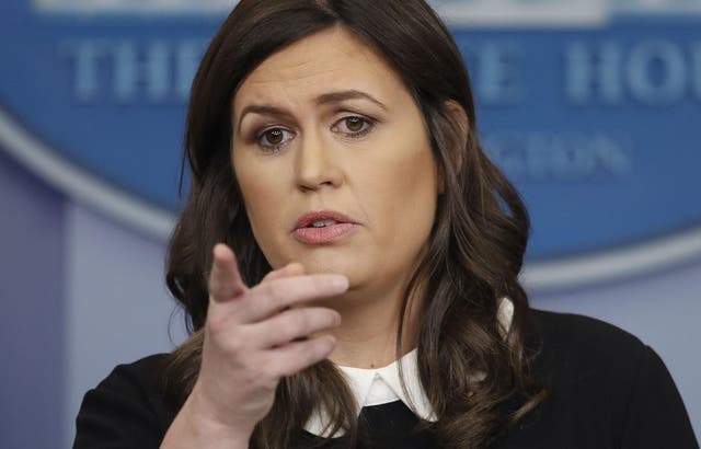 White House press secretary Sarah Huckabee Sanders speaks during the daily news briefing at the White House