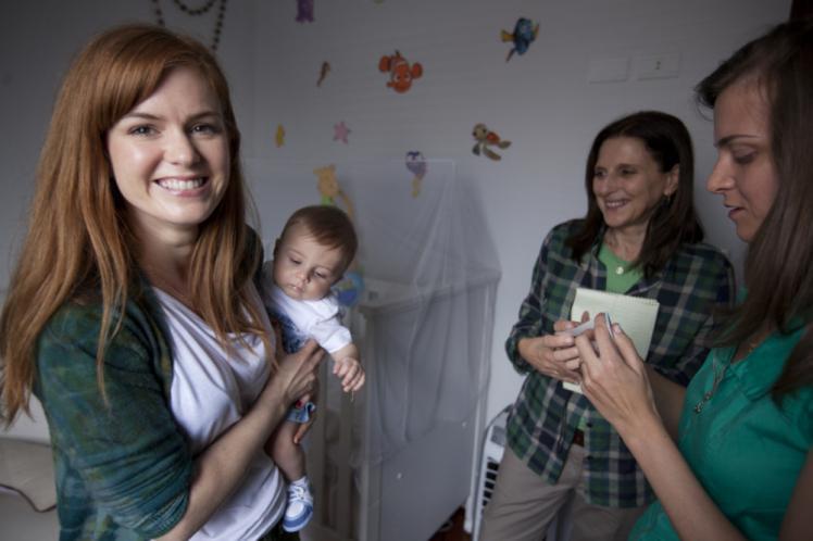 Isla Fisher visits a breast milk bank in Sao Paulo