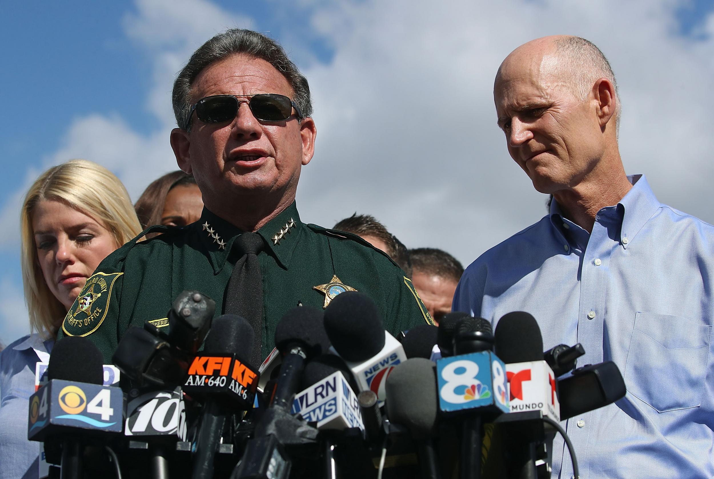 Broward County Sheriff, Scott Israel speaks to the media about the mass shooting at Marjory Stoneman Douglas High School