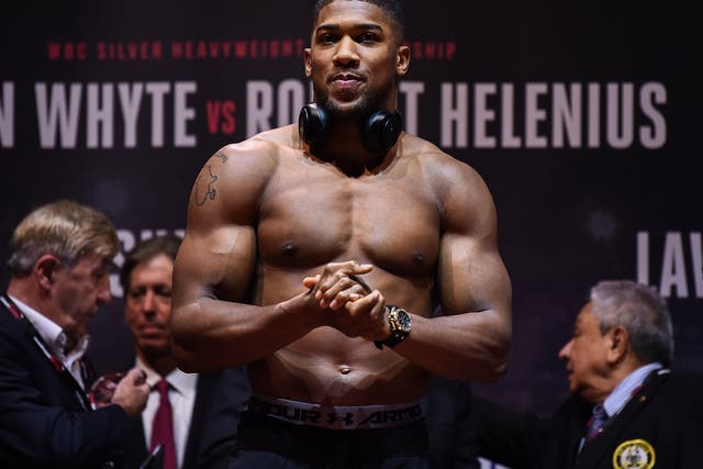 Anthony Joshua tipped the scales at 18st 2lbs for his last fight